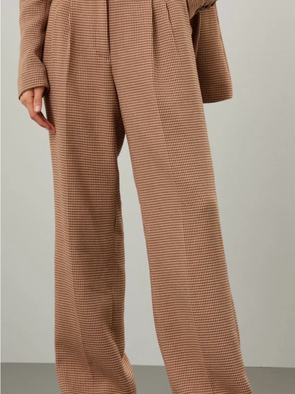 Favorite Daughter Toffee Houndstooth High Rise Wide Leg Trouser Pants 8 NWT - Picture 3 of 9